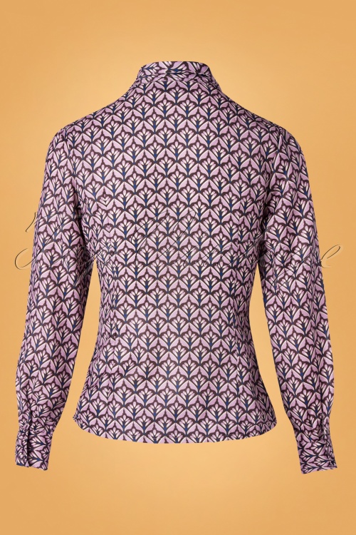 Vixen - 70s Cassie Pussey Bow Blouse in Lilac 4