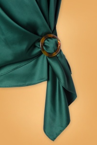 Vixen - 50s Nina Satin Wrap Blouse in Emerald Green 3