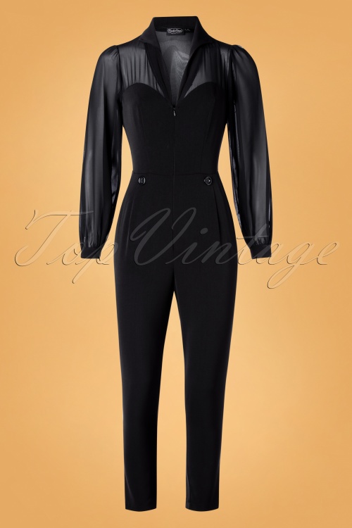 Vixen - 50s Gia Cape Jumpsuit in Black 5