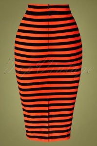 Vixen - Marnie Striped Pencil Skirt Années 50 en Rouge et Noir 4