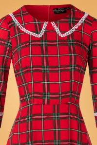 Vixen - Harley Shadow Collar Tartan Dress Années 60 en Rouge 3