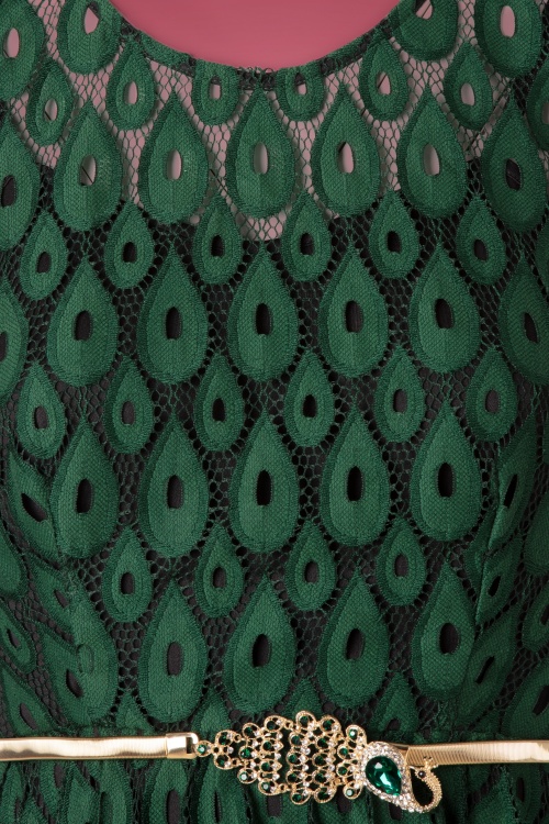 Vixen - Gabriella Peacock Overlay Dress Années 50 en Vert Èmeraude 4
