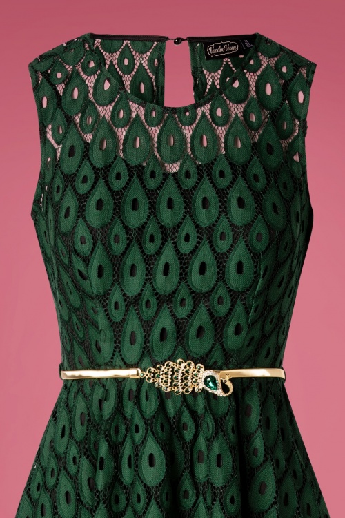 Vixen - Gabriella Peacock Overlay Dress Années 50 en Vert Èmeraude 3
