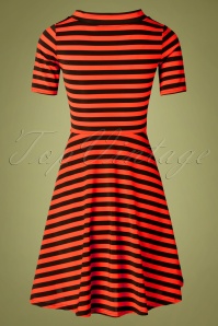 Vixen - 60s Marnie Striped Swing Dress in Red and Black 5