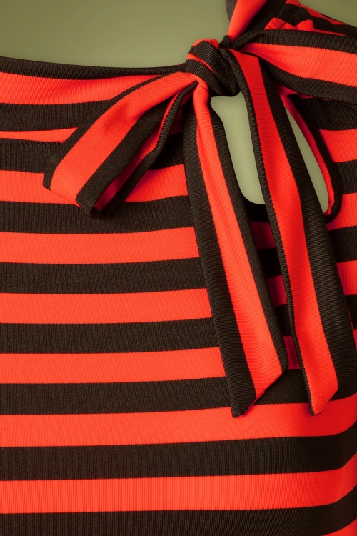 Vixen - 60s Marnie Striped Swing Dress in Red and Black 4