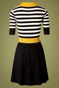 Vixen - Sofie Striped Flare Knit Dress Années 60 en Noir 5