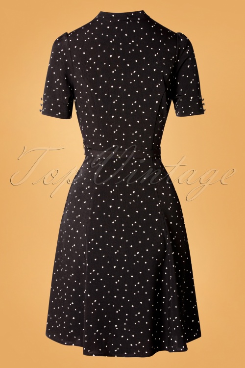 Vixen - 50s Frances Heart Polka Dot Tea Dress in Black 5
