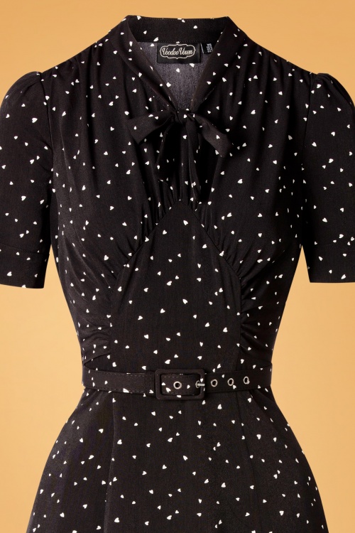 50s Frances Heart Polka Dot Tea Dress in Black