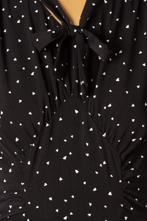Vixen - 50s Frances Heart Polka Dot Tea Dress in Black 4
