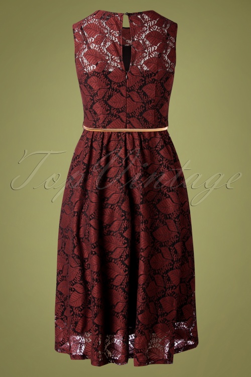 Vixen - 50s Sophia Autumn Overlay Dress in Burgundy 5