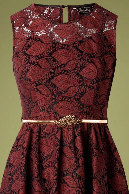 Vixen - 50s Sophia Autumn Overlay Dress in Burgundy 3