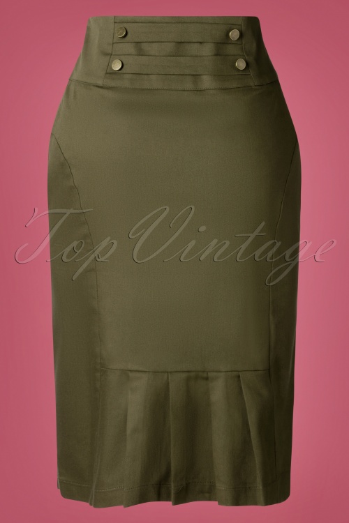 Vixen - 40s Martha Pencil Skirt in Olive 4