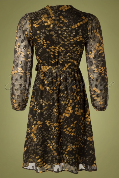 Traffic People - 70s Maybe Wrap Dress in Black and Mustard 5