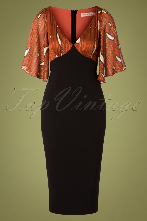 Traffic People - 70s Wiggle And Smile Dress in Rust and Black 2