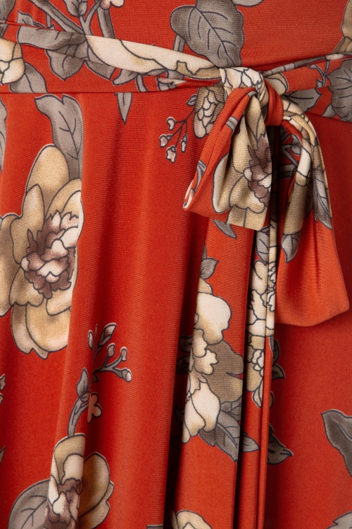 Vintage Chic for Topvintage - Eulalia Swing-Kleid mit Blumenmuster in Burnt Orange 5