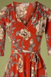 Vintage Chic for Topvintage - Eulalia Swing-Kleid mit Blumenmuster in Burnt Orange 4