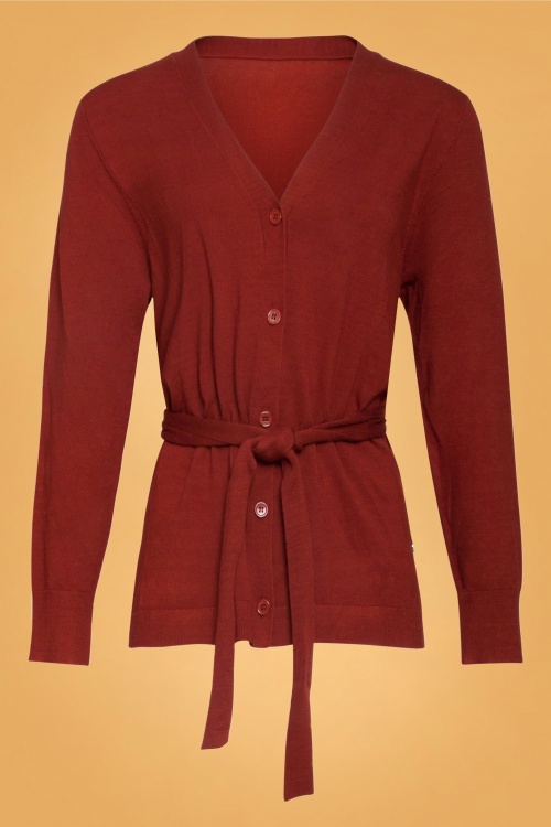 Smashed Lemon - 70s Cory Cardigan in Rust Red