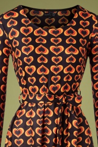 Smashed Lemon - 70s Hetty Hearts Dress in Black and Orange 3