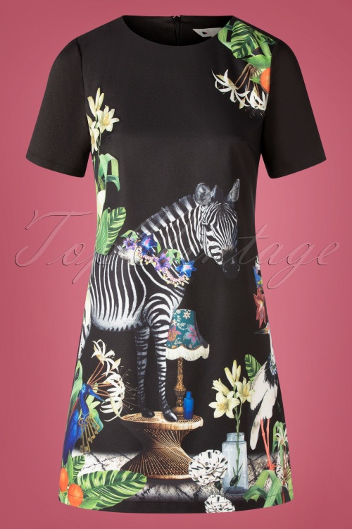 Yumi - Zebra-Tunika-Kleid in Schwarz 2