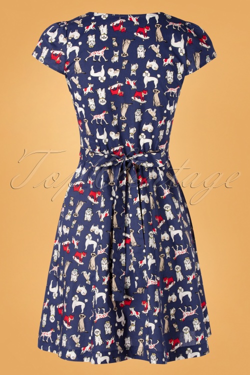 Louche - 50s Cathleen Dogshow Dress in Blue 6