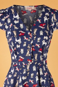 Louche - 50s Cathleen Dogshow Dress in Blue 3