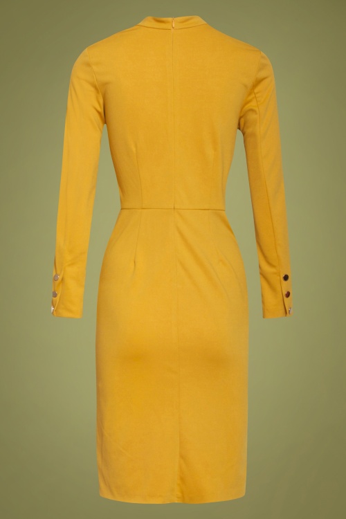 Smashed Lemon - Clara Pencil Dress Années 60 en Moutarde 3