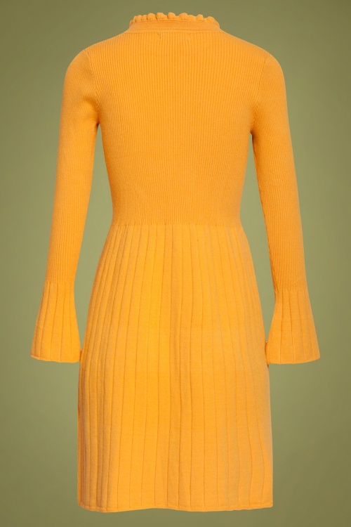 Smashed Lemon - Kylie Knitted Dress Années 60 en Moutarde 4