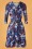 Yumi - Autumn Crane Wrap Dress Années 60 en Bleu Marine 2