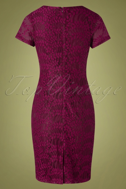 Yumi - 50s Selmie Sweetheart Lace Dress in Burgundy 5