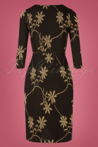 King Louie - 60s Anja Defile Pencil Dress in Black and Gold 5