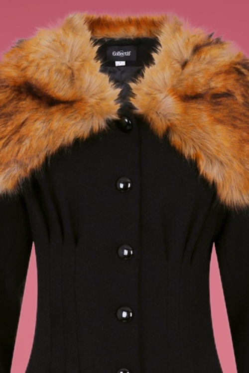Collectif Clothing - Pearl Coat Années 30 en Noir Laine 3