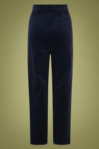 Collectif Clothing - Brianna Suit Trousers Années 70 en Velours Côtelé Bleu Marine 3