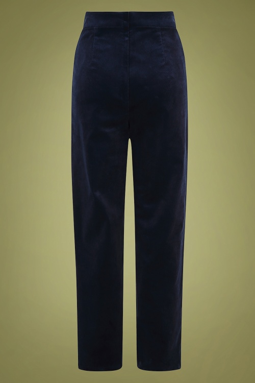 Collectif Clothing - 70s Brianna Suit Trousers in Navy Corduroy 3