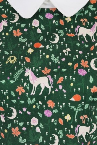 Collectif Clothing - Peta Unicorn Glade Swing Dress Années 50 en Vert 4