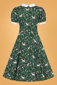 Collectif Clothing - Peta Unicorn Glade Swing Dress Années 50 en Vert 3