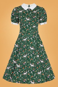 Collectif Clothing - Peta Unicorn Glade Swing Dress Années 50 en Vert 2