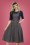 Collectif Clothing - Brenda Librarian Check Pinafore Dress Années 40 en Gris Foncé 3