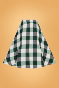 Collectif Clothing - Matilde Check Swing Skirt Années 50 en Vert d'Herbe 3