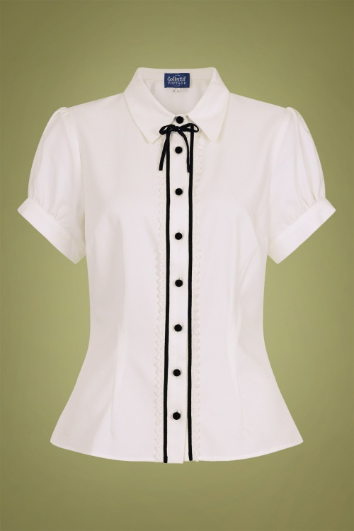 Collectif Clothing - 40s Bryonny Blouse in Ivory 2