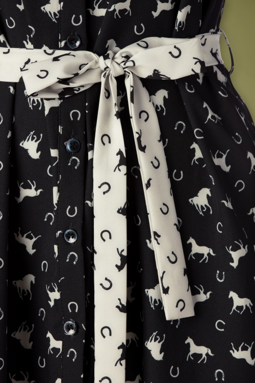 Banned Retro - blouse-jurk met wilde paarden in zwart 5