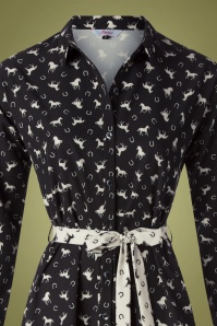 Banned Retro - blouse-jurk met wilde paarden in zwart 4
