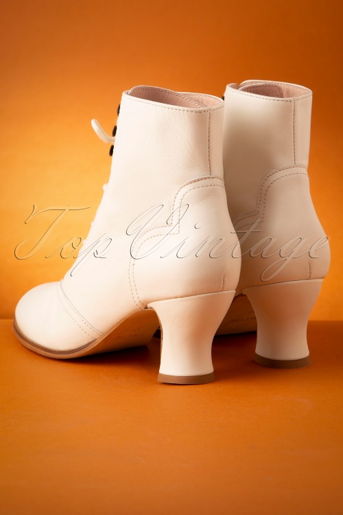 Miss L-Fire - 40s Alexa Lace Up Booties in Cream 5
