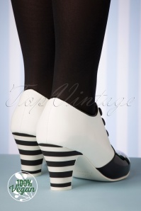 Lola Ramona - 50s Elsie Swing Vegan Shoe Booties in Black and White 4