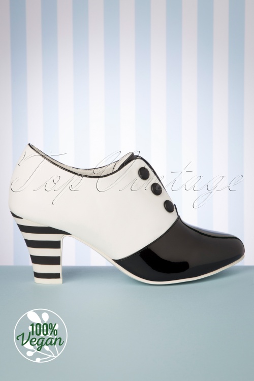 Lola Ramona - 50s Elsie Swing Vegan Shoe Booties in Black and White 3