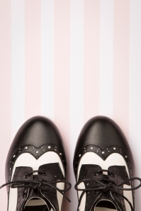 Lola Ramona - 50s Ava Vegan Bonbon Shoe Booties in Black and White 3