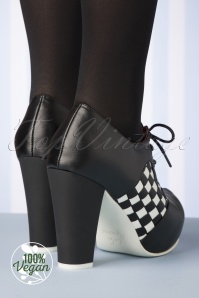 Lola Ramona - Angie Vegan Checkered High Heeled Shoe Booties Années 50 en Noir 4
