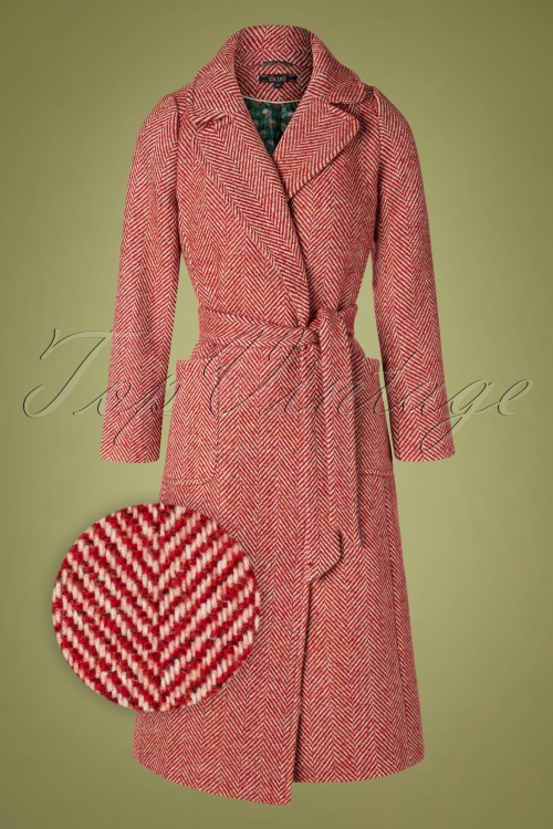 King Louie - 60s Barclay Long Parquet Coat in True Red 2
