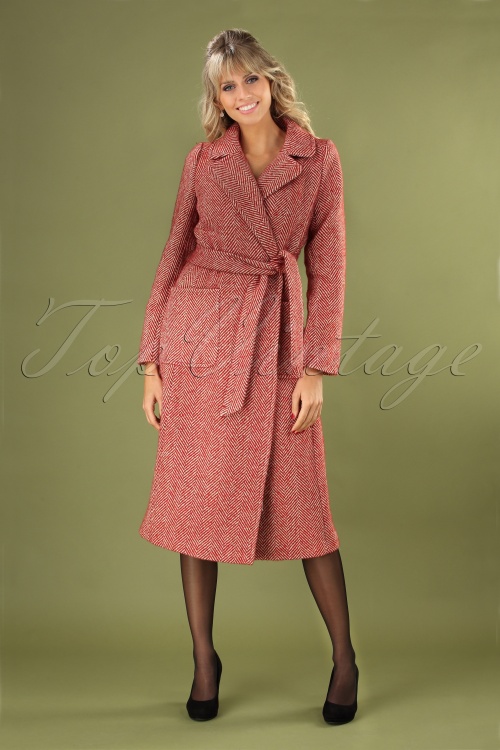 King Louie - 60s Barclay Long Parquet Coat in True Red