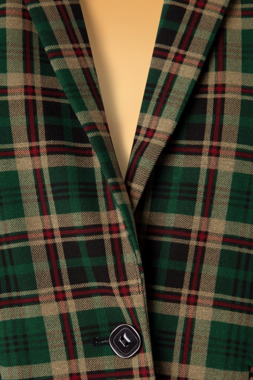 King Louie - 60s Daisy Rodeo Check Blazer in Peacock Green 3