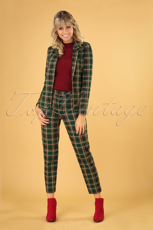 King Louie - 60s Ann Rodeo Check Pants in Peacock Green